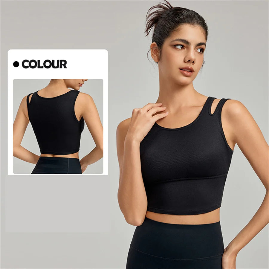 Ladies Sports Bra With Chest Pad Push Up Yoga Fitness Gym