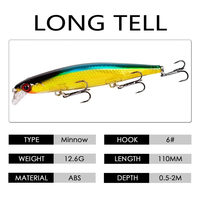 Fishing Lures 11cm 12.5g Sinking Minnow Wobblers Plastic Artificial Baits With 3 Hook For Bass Pike Carp Swimbait Fishing Tackle