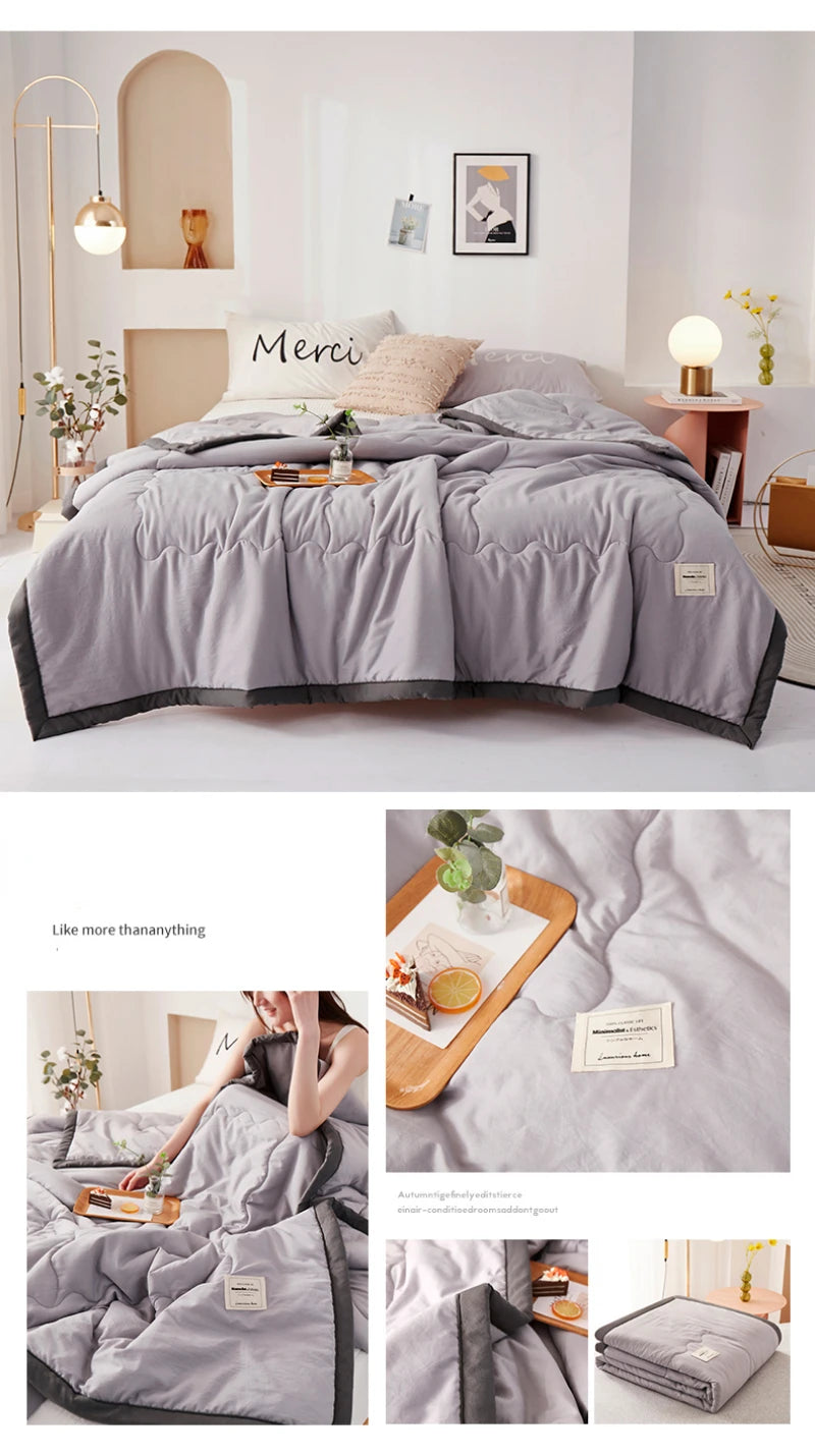 Washed Cotton Duvet Comforter, Soft Air Conditioning Quilt,