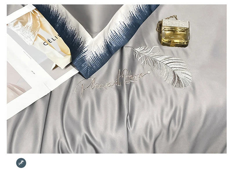 High-end Feather Embroidered Summer Blanket Comfortable