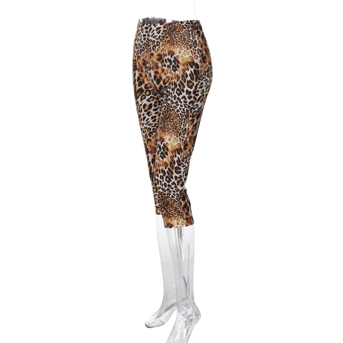 Sexy leopard print knee-length leggings for women