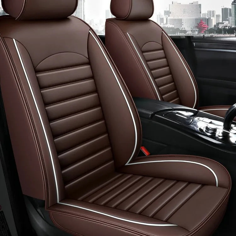 All Season Genuine Leather Full Coverage 5-Seater Car Seat Covers Summer Ready Universal Fit for Cars SUVs Trucks Premium Auto