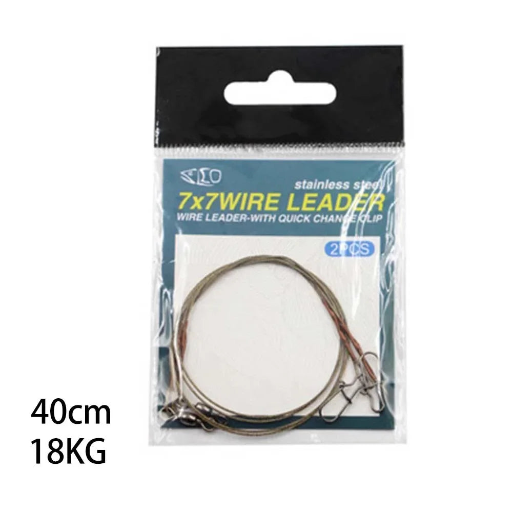 2pcs Fishing Line Steel Wire Leader With Snap Swivels