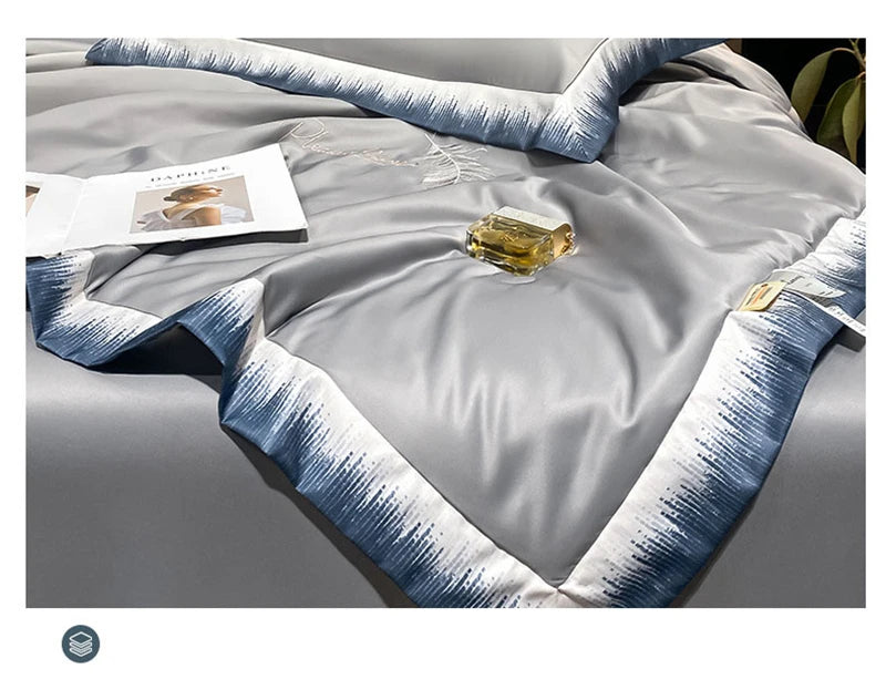 High-end Feather Embroidered Summer Blanket Comfortable