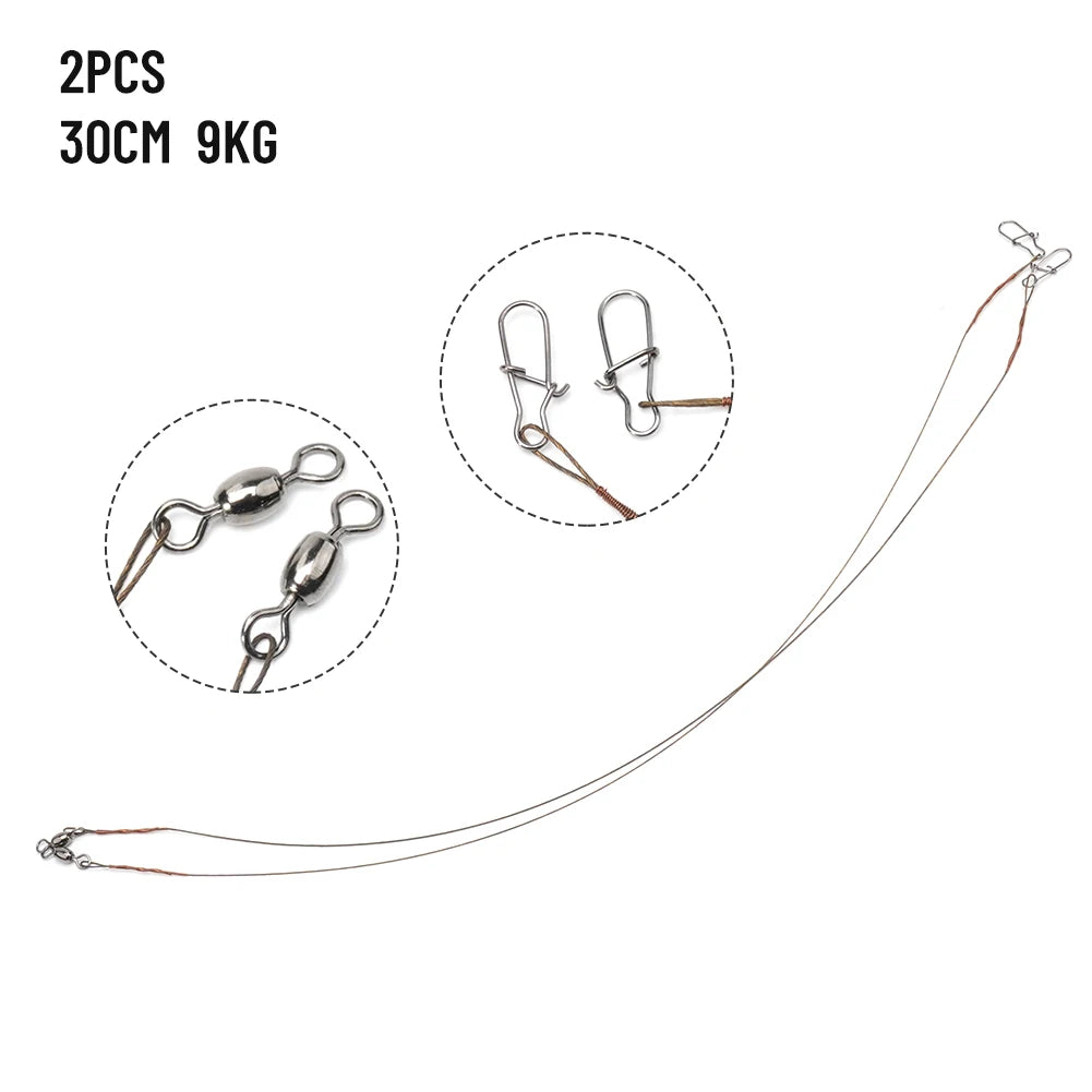 2pcs Fishing Line Stainless Steel Wire Leader With Snap