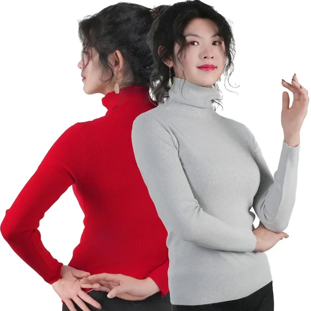 Women Sweater Winter Warm High Collar Knitwear Long Sleeve Slim Jumpers Woman Thermal Tops Clothes Pullover Turtleneck Sweaters