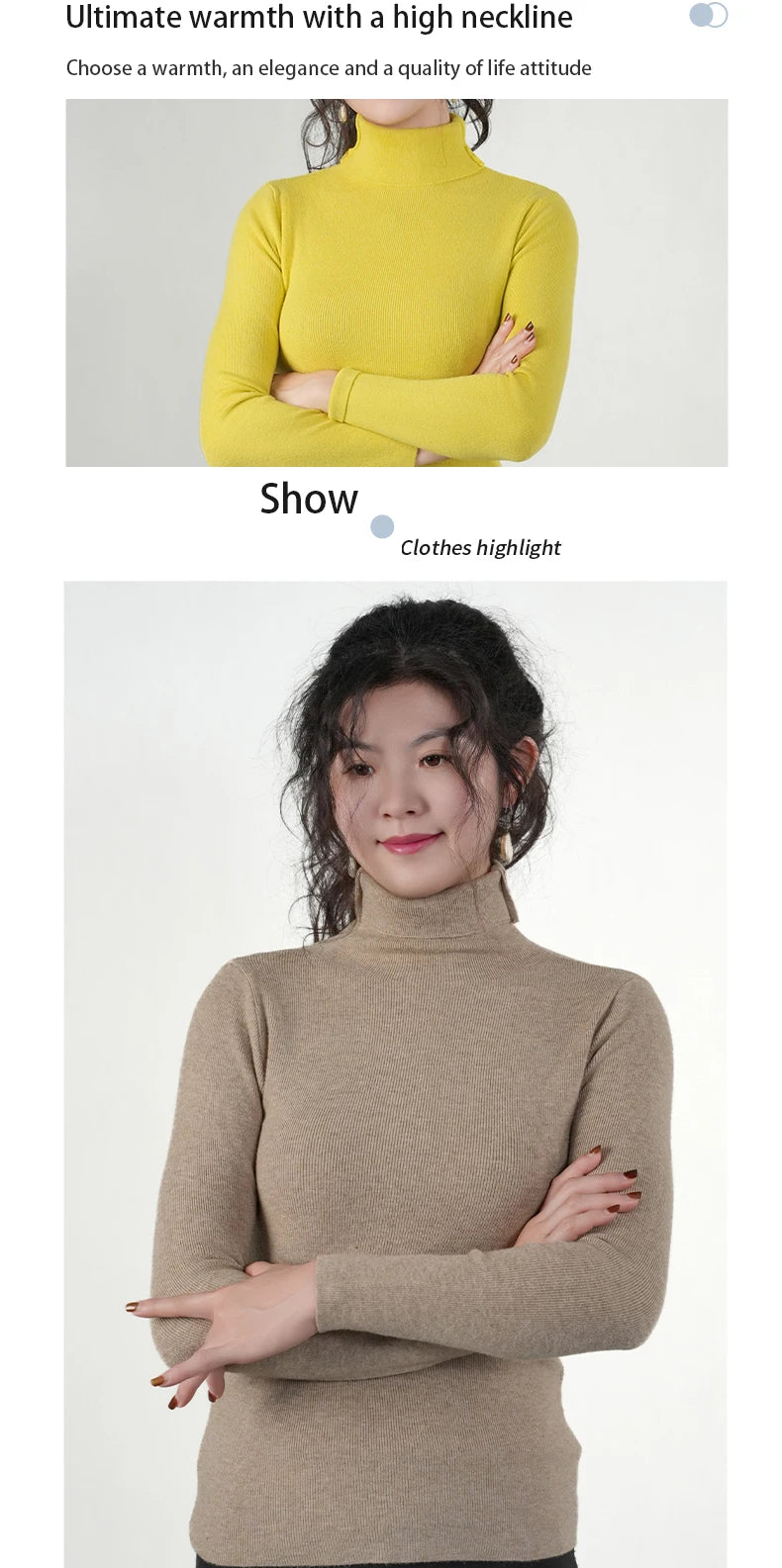Women Sweater Winter Warm High Collar Knitwear Long Sleeve Slim Jumpers Woman Thermal Tops Clothes Pullover Turtleneck Sweaters