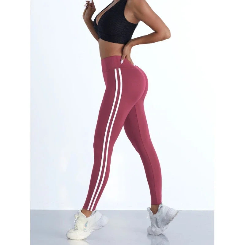 Yogaleggings voor dames, gestreepte, slanke sportbroeken,