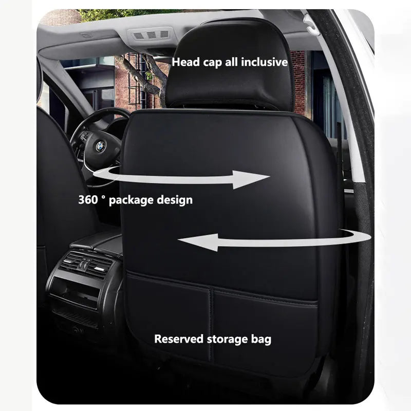 Car Seat Covers Full Set Breathable Leather Auto Front