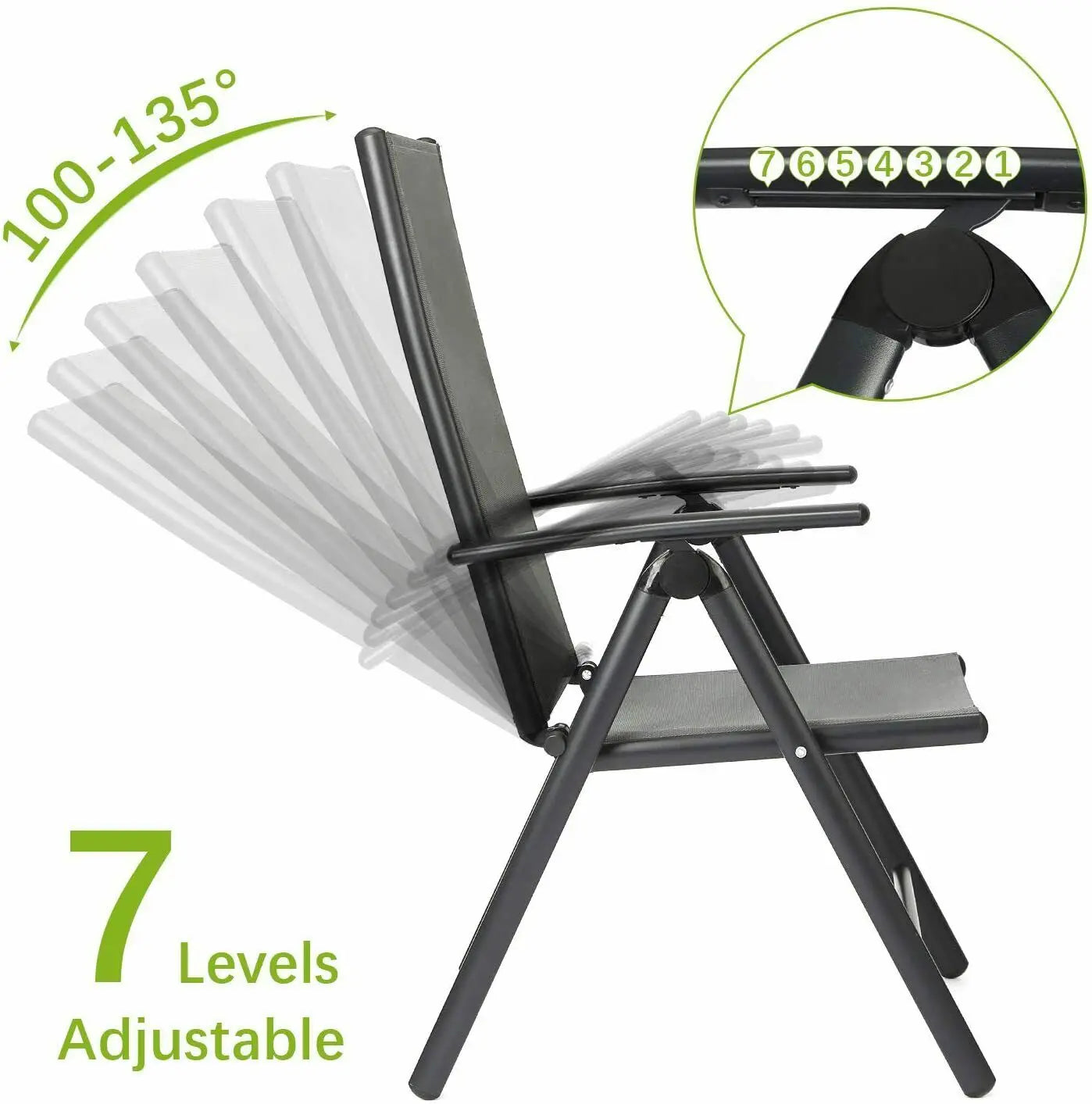 Homfa 2PC Balcony Chairs Set Garden Chairs Folding Chair 7-Way