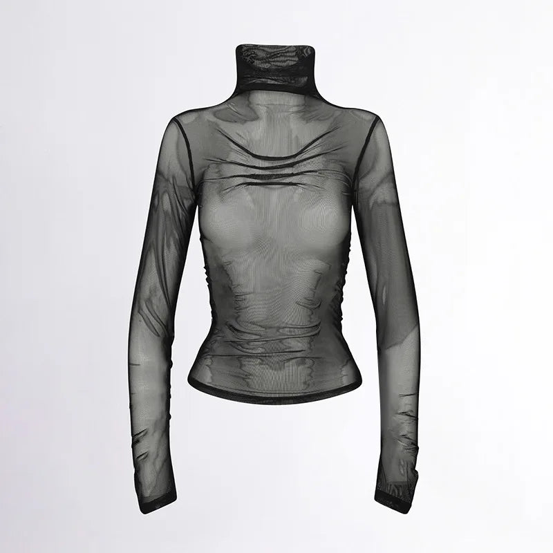 Turtleneck T Shirts For Women Hot Club Outfit See