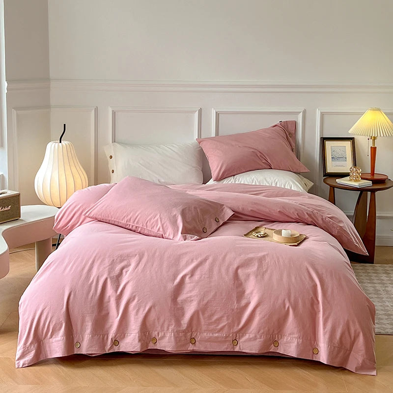 100% Washed Cotton Duvet Cover 2/3Piece Luxury Soft Bedding Set