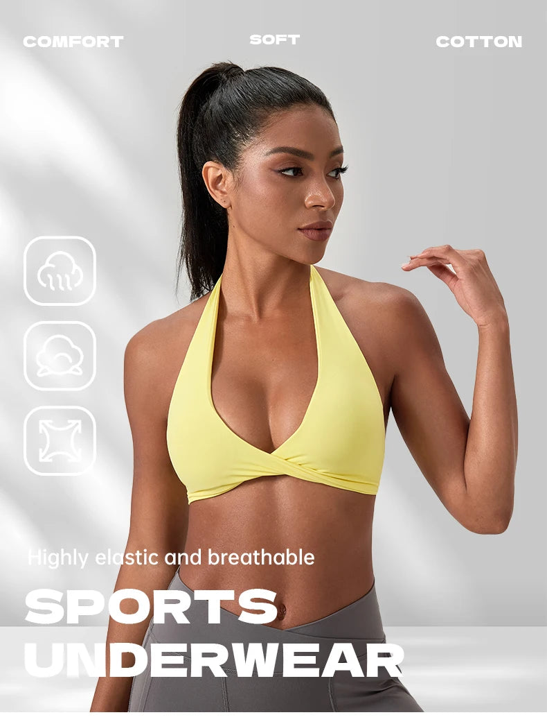 Sports Yoga Bra for Women Halter Neck with Stylish Back