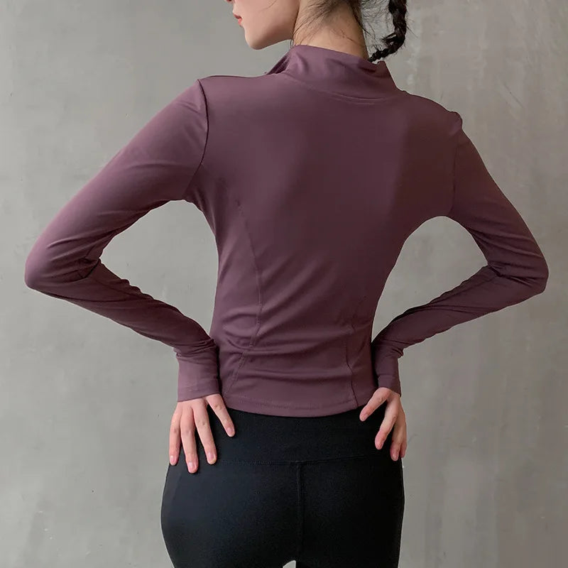 Women Sport Jacket Zipper Yoga Coat Clothes Quick Dry Fitness