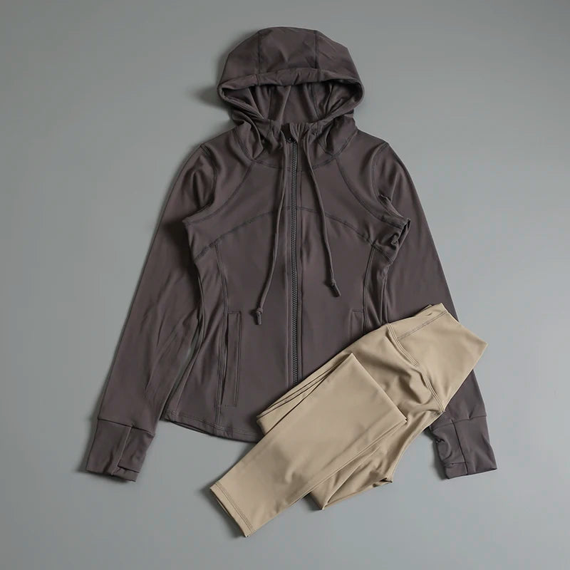 Sporttop voor dames met capuchon, vest met rits,