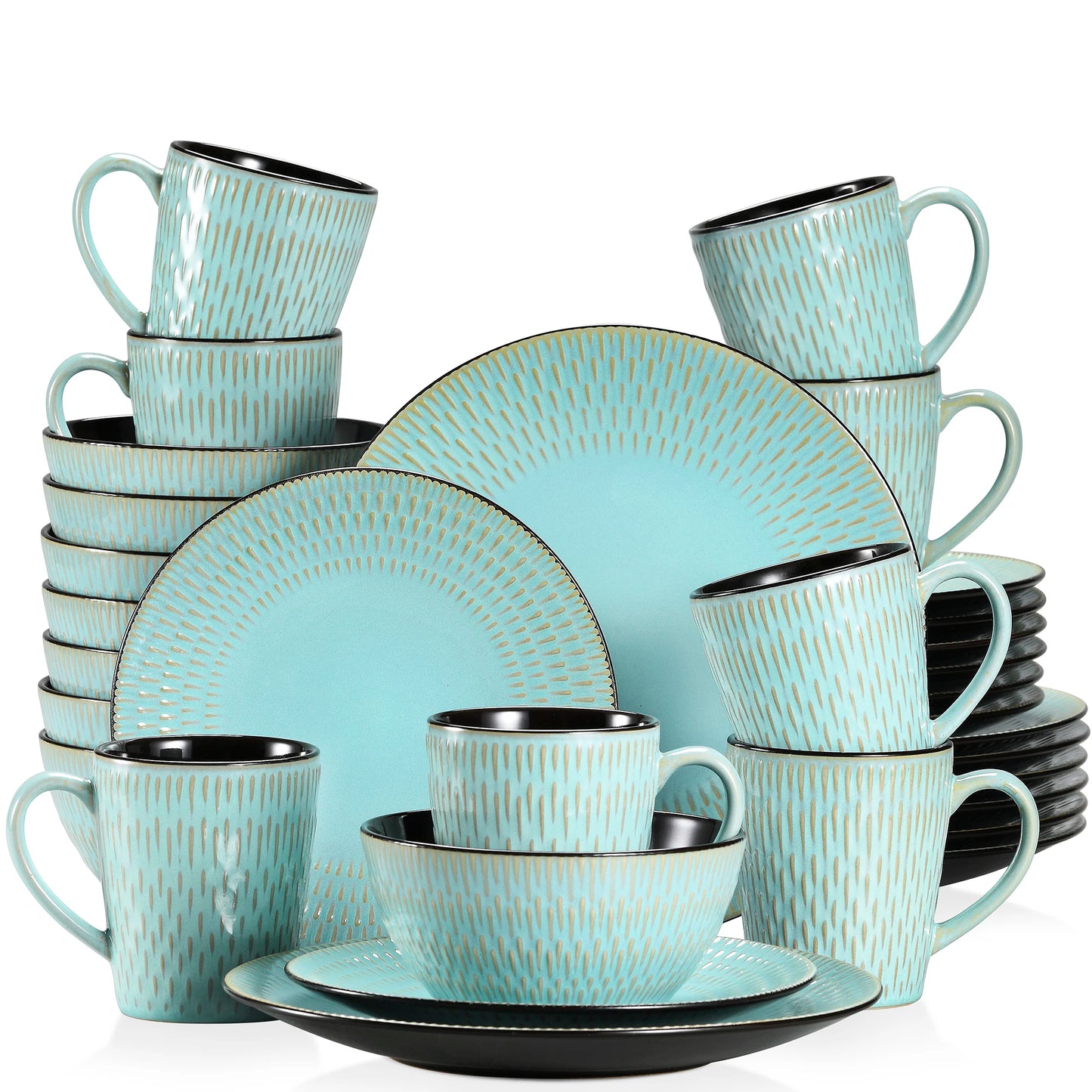 vancasso 16/32 Piece Beige Embossed Stoneware