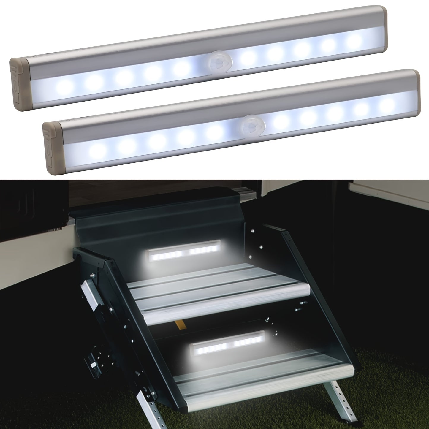 2pcs Motion Activated RV Step Lights, 10 LED Battery