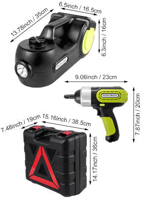 SucceBuy 5T 12V elektrische krikset + slagmoersleutel met led-lamp,
