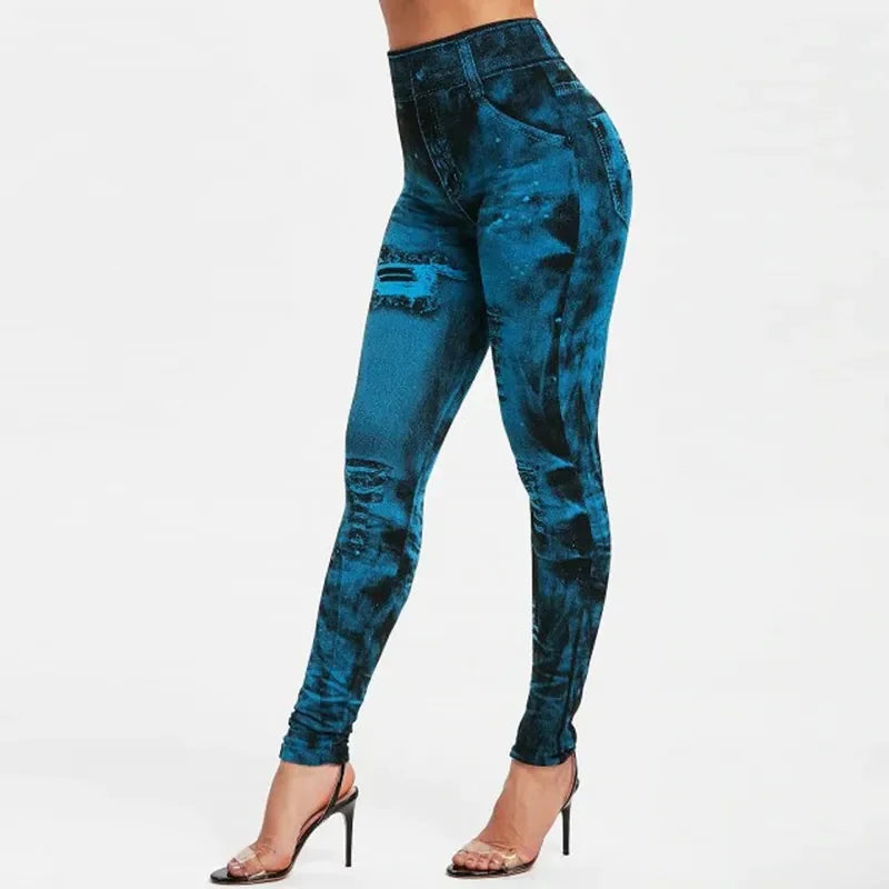 Vrouwen imitatie jeans stretch leggings