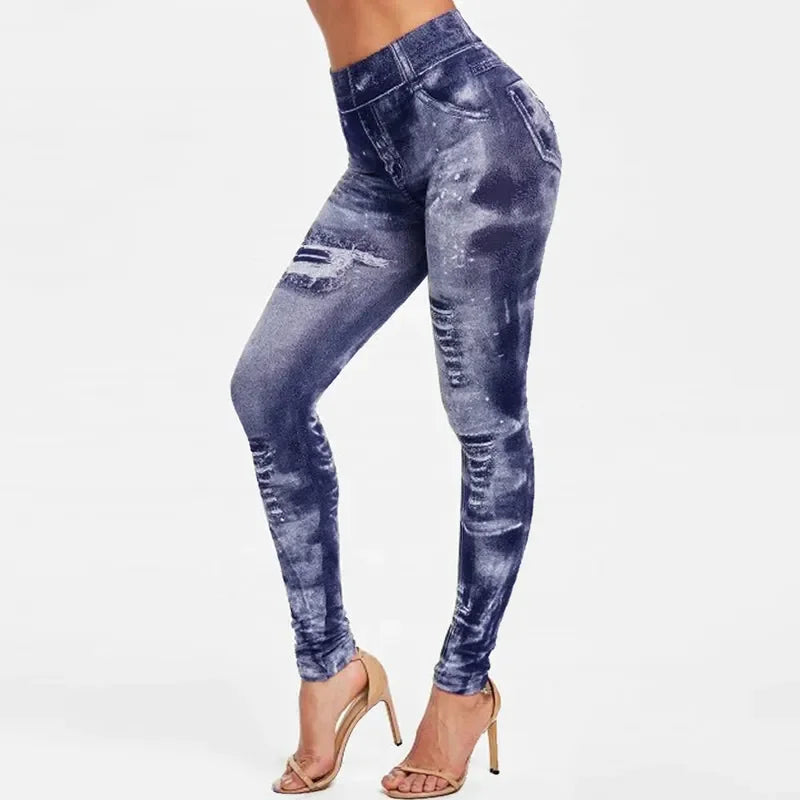 Vrouwen imitatie jeans stretch leggings