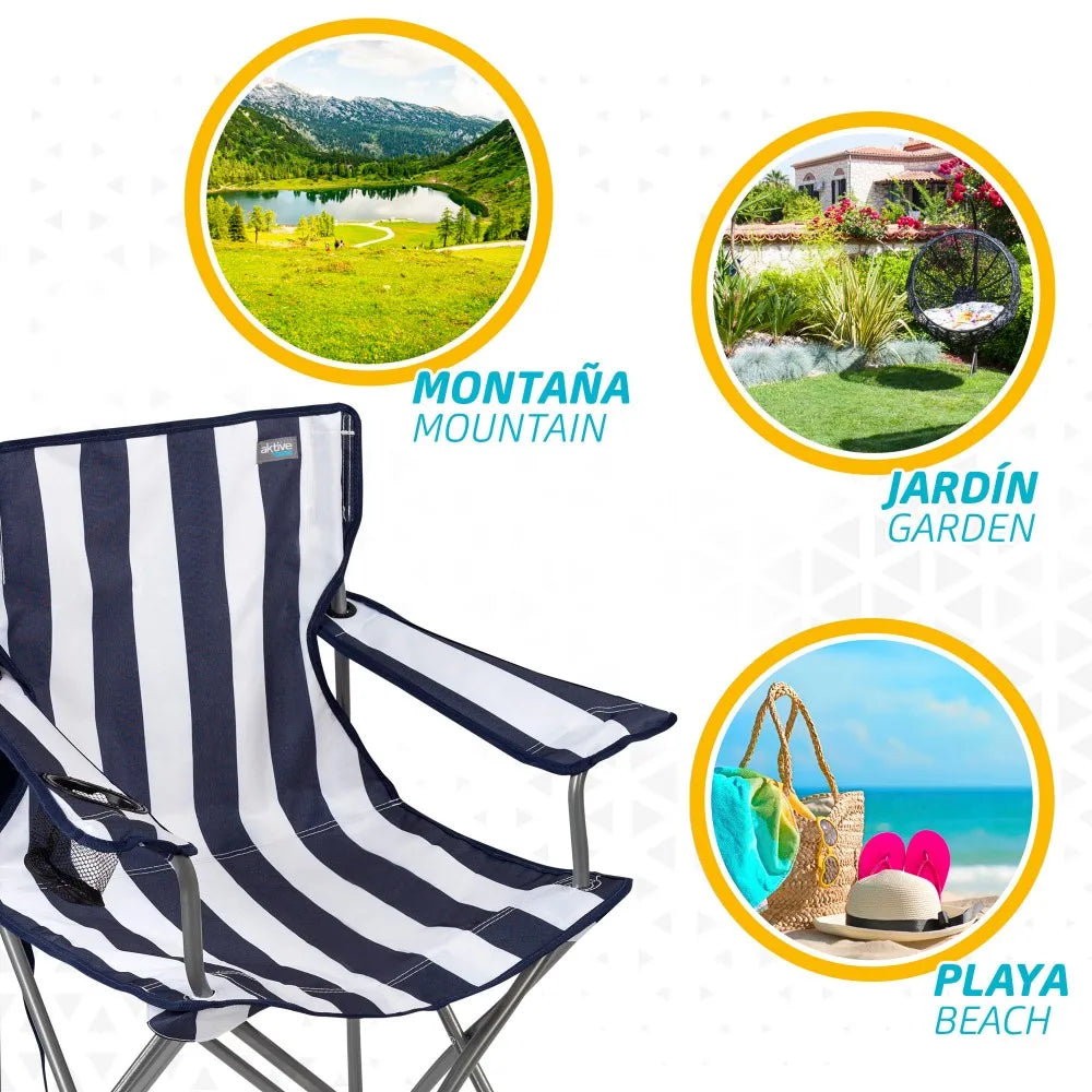 Folding camping chair with coasters and backrest
