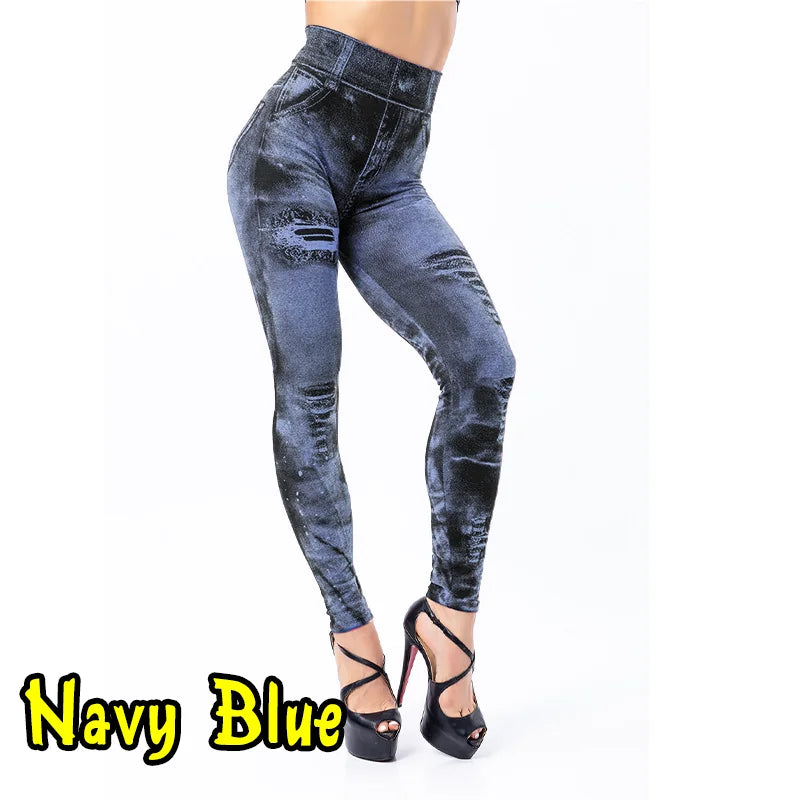 Vrouwen imitatie jeans stretch leggings