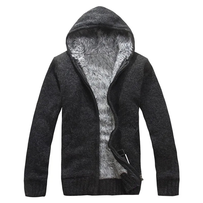 Autumn Winter Men's Thick Sweatercoat Collar Zipper Sweater