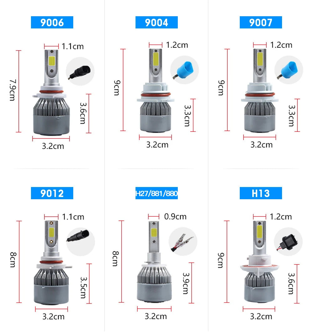 2x H7 LED H11 H4 Hi/Lo H1