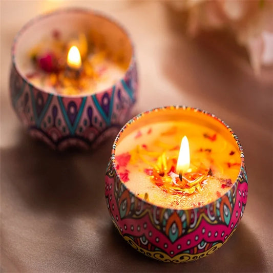 Scented candles Empty Box with flowers