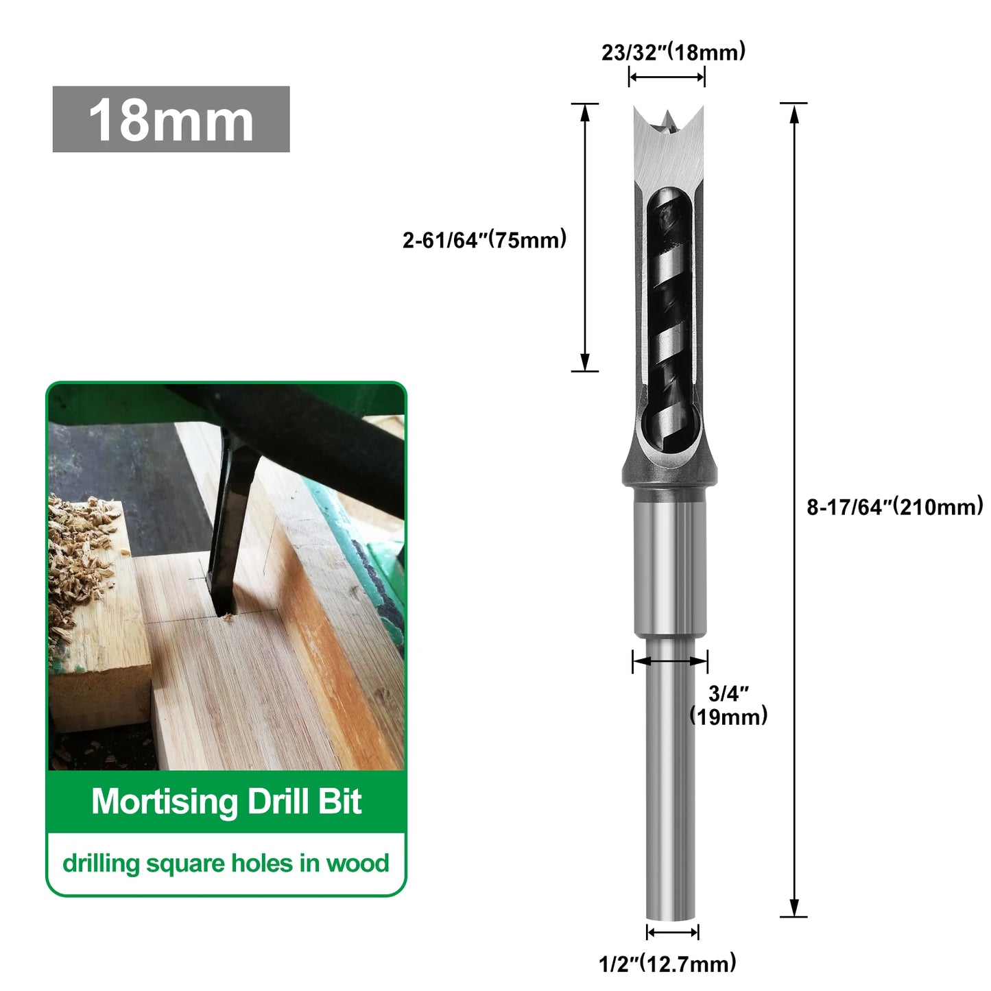Woodworking Square Drill Bit HSS Twist Square Hole Drill Bits