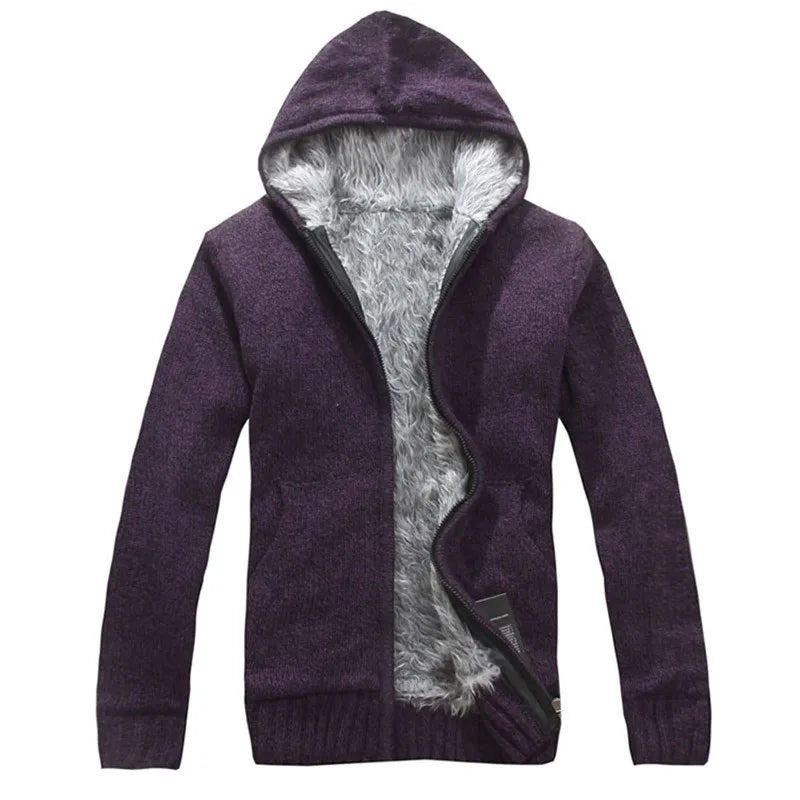 Autumn Winter Men's Thick Sweatercoat Collar Zipper Sweater