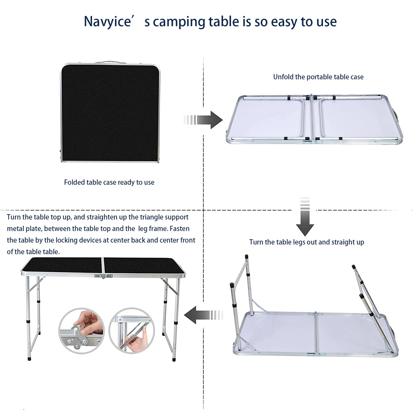 4ft Folding Camping Table Portable,