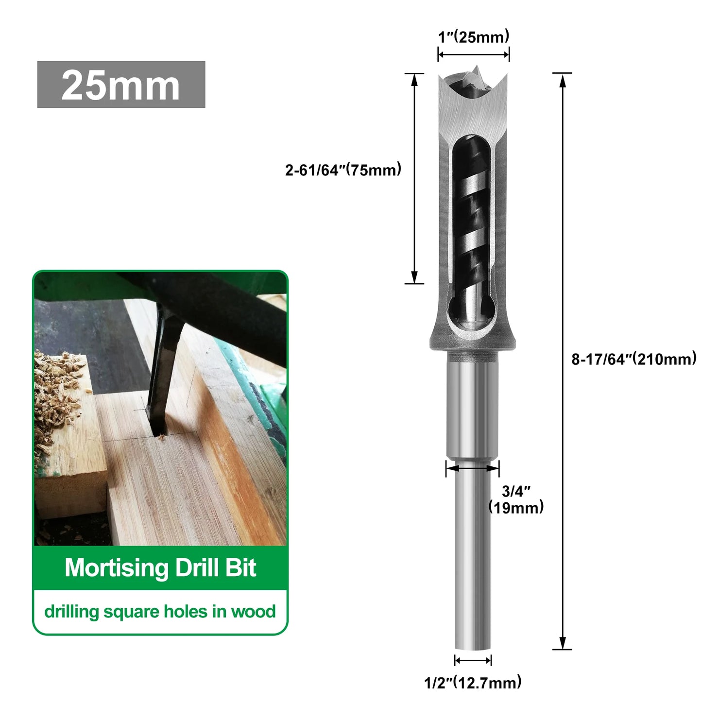 Woodworking Square Drill Bit HSS Twist Square Hole Drill Bits