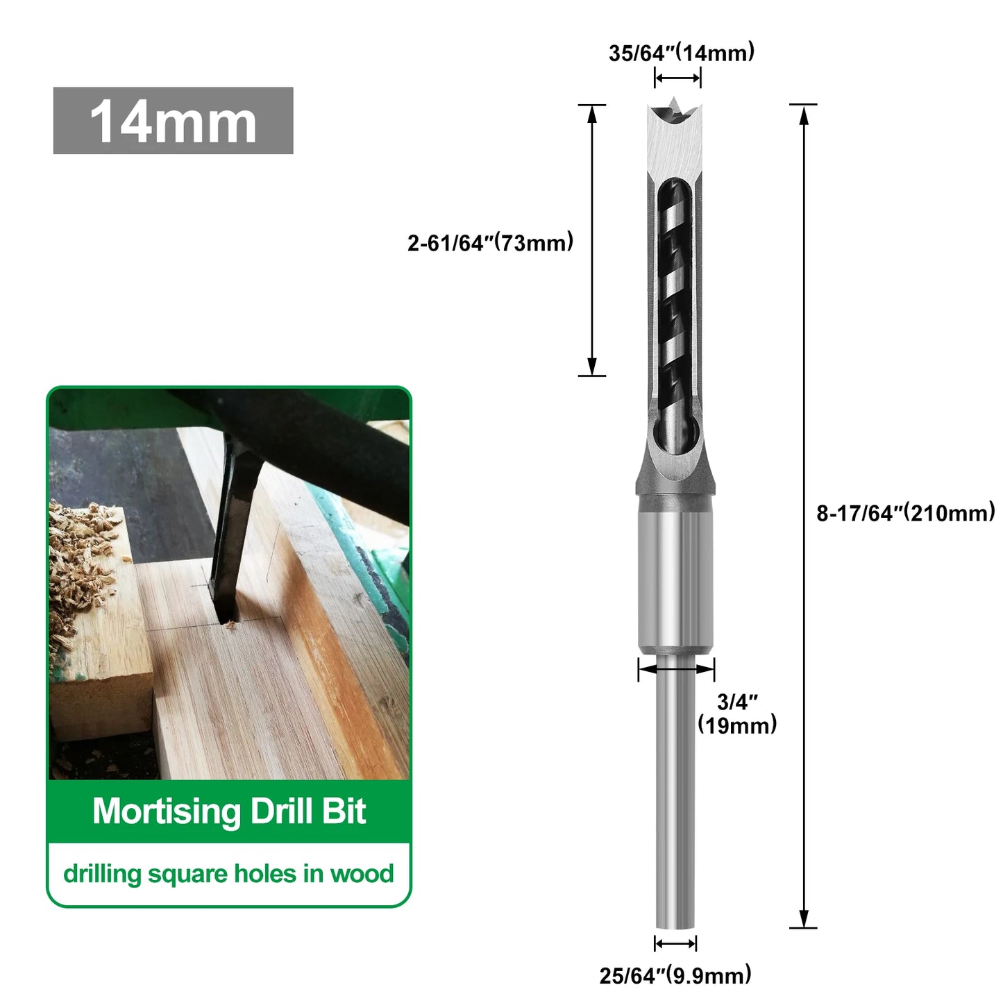 Woodworking Square Drill Bit HSS Twist Square Hole Drill Bits