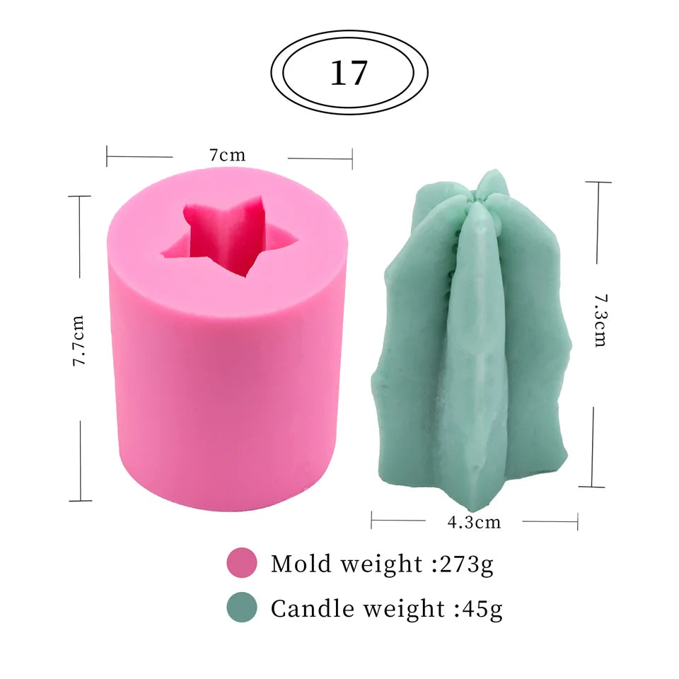 17 Styles Succulent Plants Silicone Candle