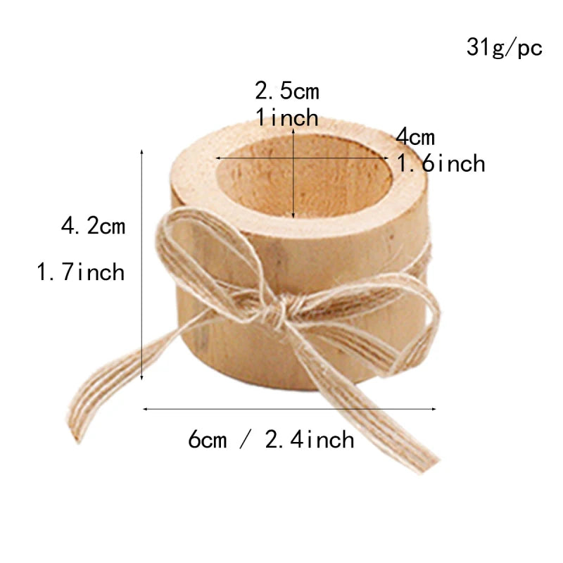Creative Wooden Candlestick Succulent Plant Pot Tray
