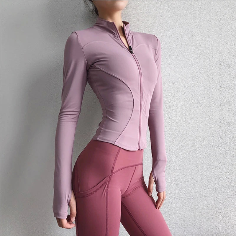Women Sport Jacket Zipper Yoga Coat Clothes