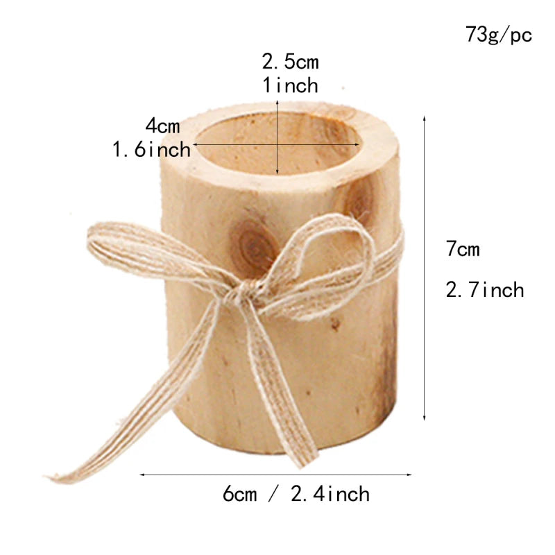 Creative Wooden Candlestick Succulent Plant Pot Tray