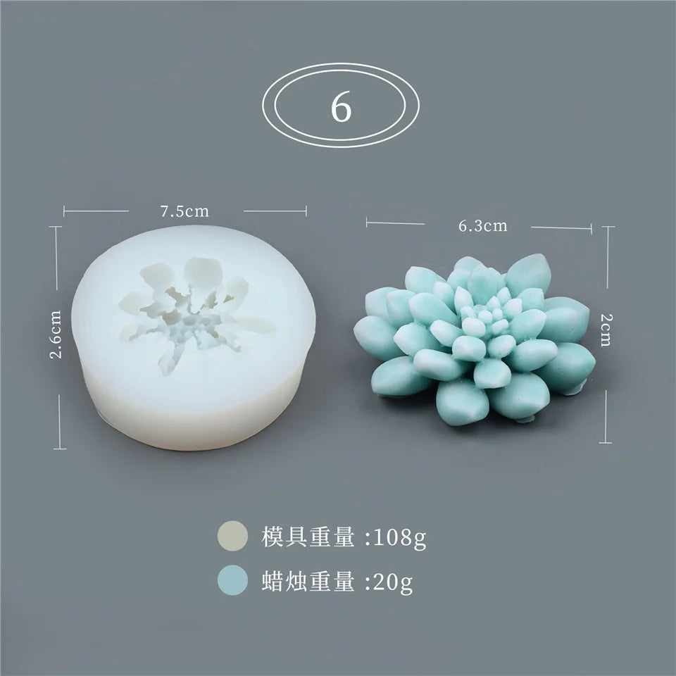 17 Styles Succulent Plants Silicone Candle