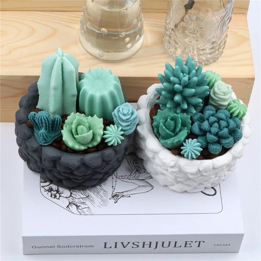 17 Styles Succulent Plants Silicone Candle
