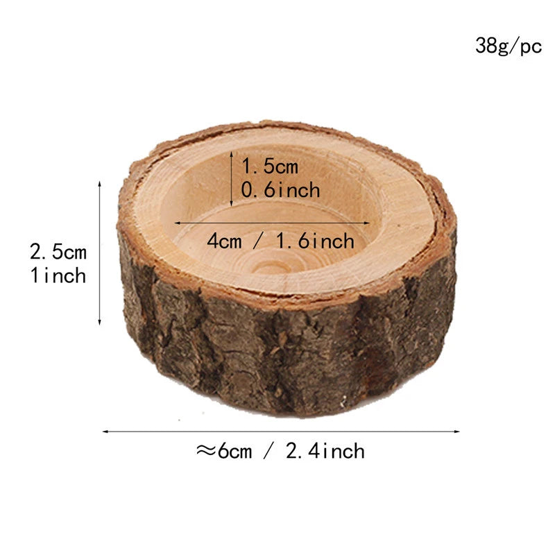 Creative Wooden Candlestick Succulent Plant Pot Tray