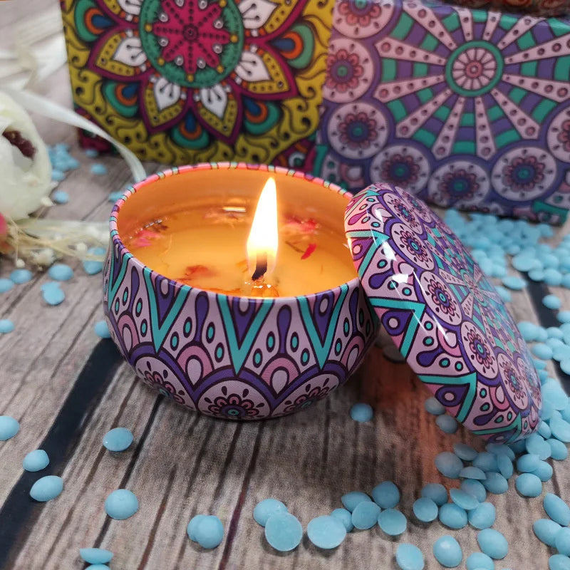 Scented candles Empty Box with flowers
