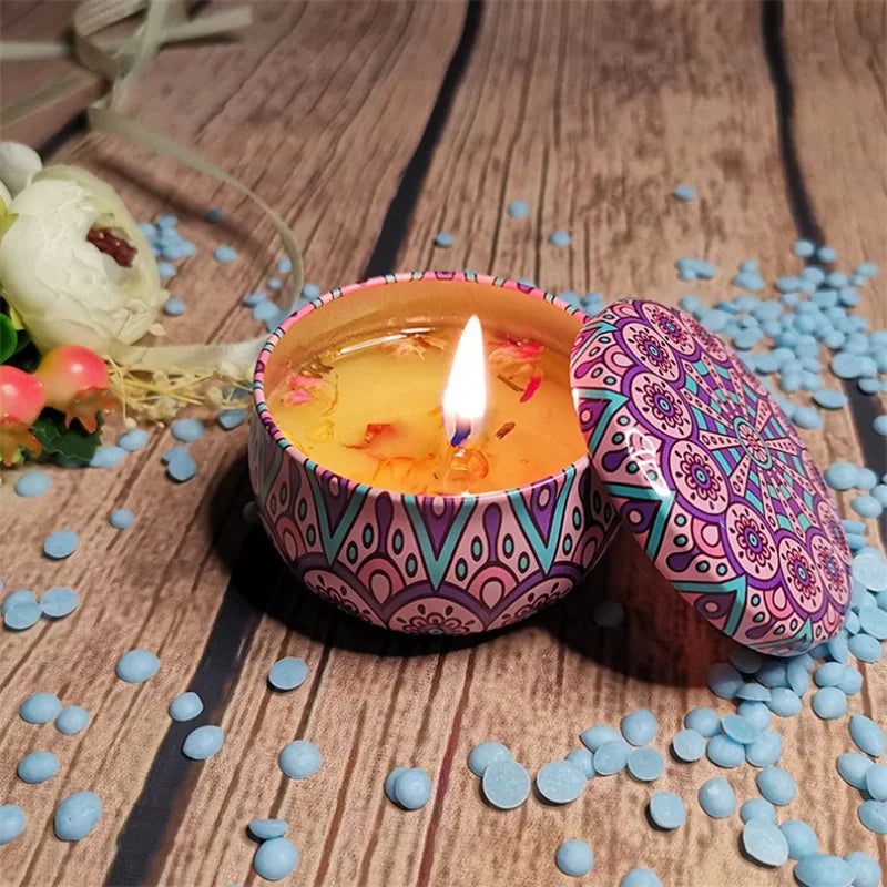 Scented candles Empty Box with flowers