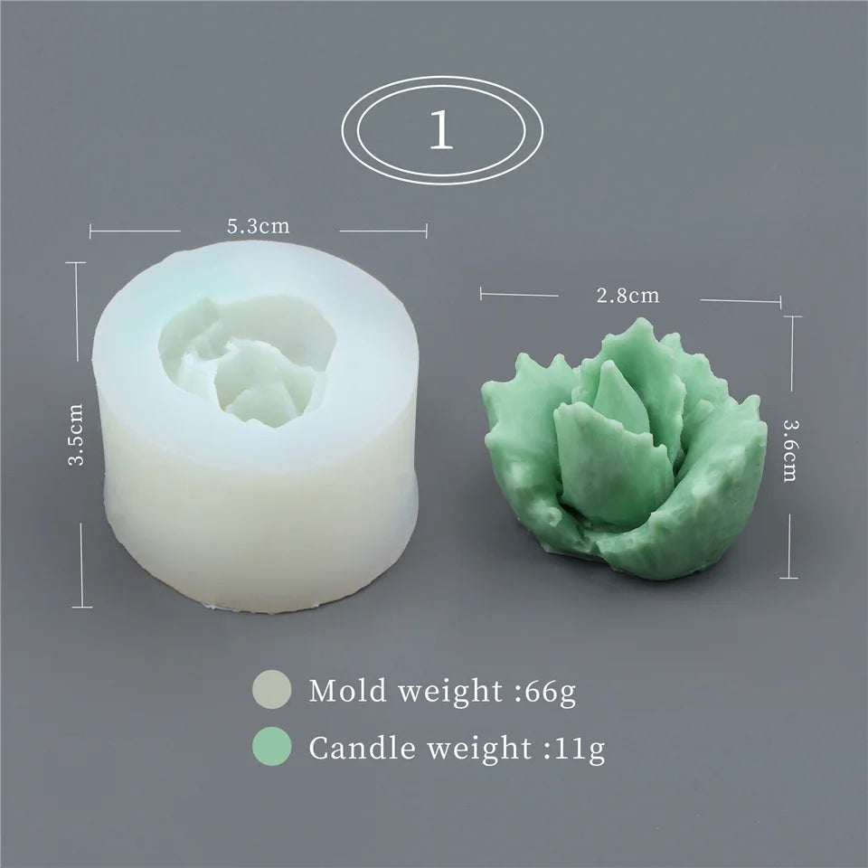 17 Styles Succulent Plants Silicone Candle