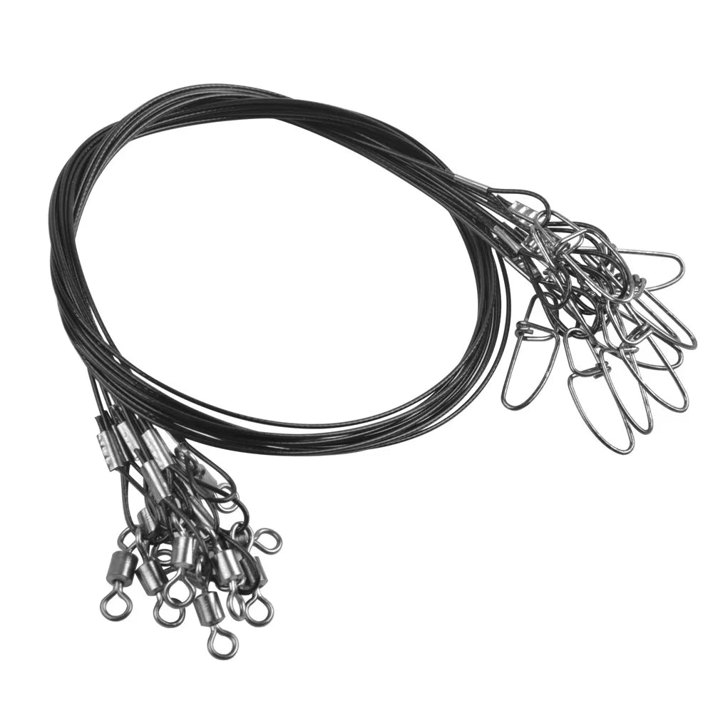 10Pcs 50cm Steel Wire Leader Fishing Line Leash 150Lbs/68kg