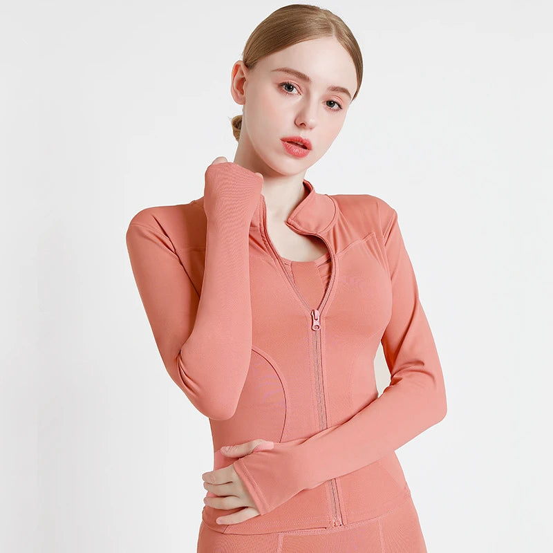 Women Sport Jacket Zipper Yoga Coat Clothes