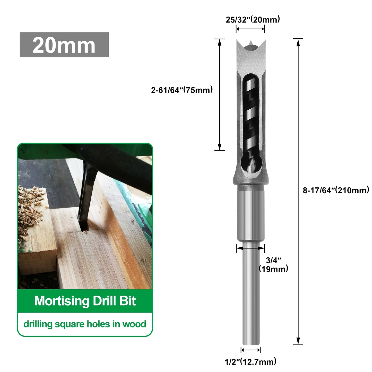 Woodworking Square Drill Bit HSS Twist Square Hole Drill Bits