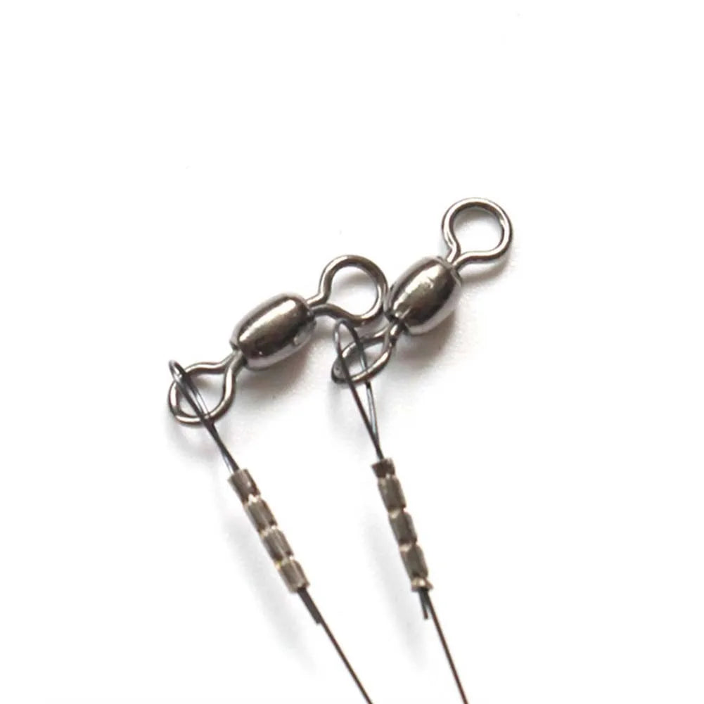 2pcs Fishing Line Steel Wire Leader With Snap Swivels