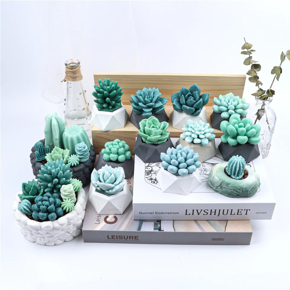 17 Styles Succulent Plants Silicone Candle