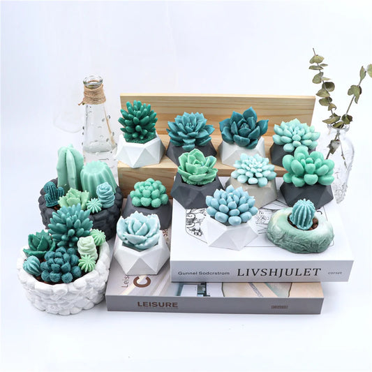 17 Styles Succulent Plants Silicone Candle